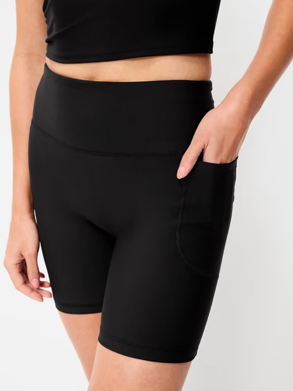 Old Navy Black High-Waist Bike Shorts with Side Pocket